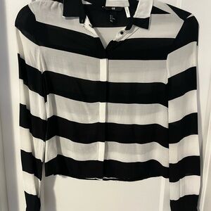H&M Black and White Striped Women's Top